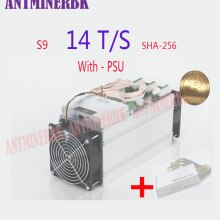 AntMiner S9 14T 14000Gh/s d'occasion, avec PSU Bitmain S9 Bitcoin Miner 16nm 1372W BM1387, livraison sous 48 heures
