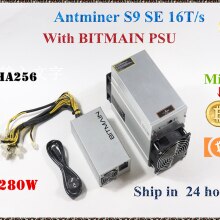 BITMAIN AntMineur utilisé S9 SE 16TH/S, avec PSU Bitcoin BCH, mineur, meilleur que le S9 13.5t 14t S9k S11 S15 S17 T9 + T15 T17