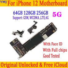 Carte mère débloquée pour iPhone 12, 100% testé, circuit imprimé principal avec/sans Face ID, avec puces complètes, compatible GSM, WCDMA,LTE