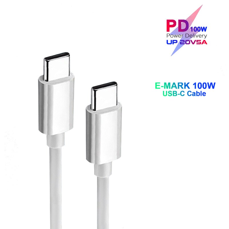 Câble de charge 100W USB-C PD 5A E-MARK Fasrt, pour Macbook Pro iPad Air 4 SAMSUNG Note 20 Ultra S20 + HUAWEI Redmi Note 8 Pro