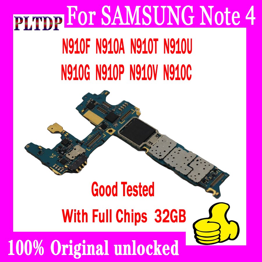 Carte mère 32 go originale débloquée en usine, pour Samsung Galaxy Note 4 N910U N910G N910A N910P N910V