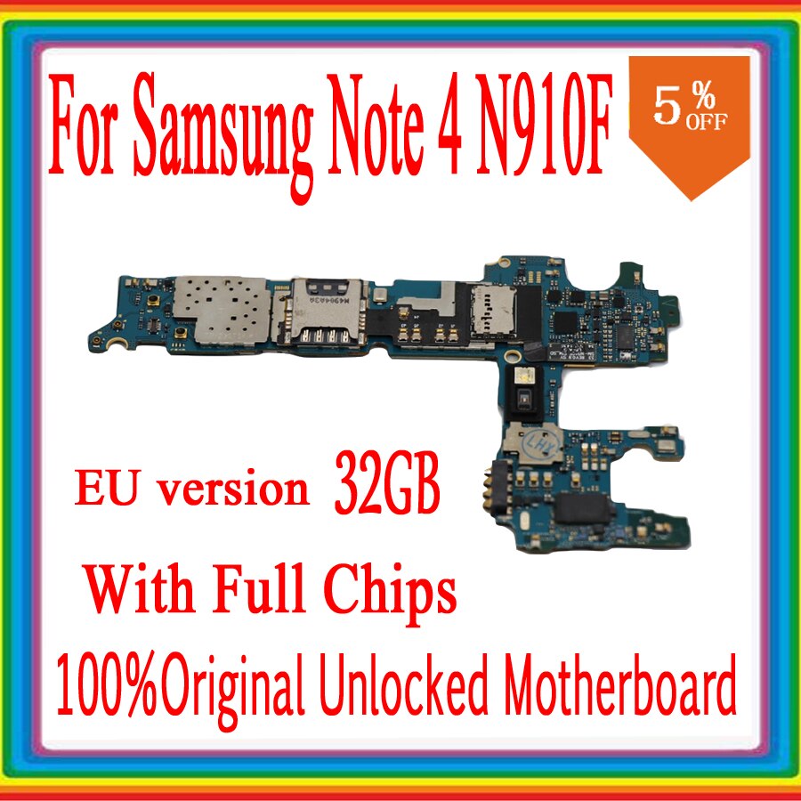 Carte mère 32 go originale débloquée pour Samsung Galaxy Note 4 N910F, Version européenne, avec puces complètes