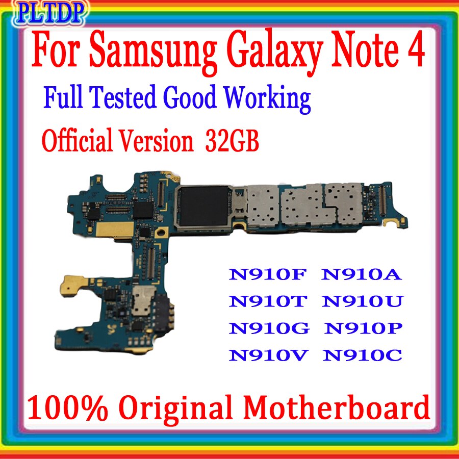 Carte mère originale débloquée pour Samsung Galaxy Note 4 N910A N910U, circuit imprimé avec système Android, entièrement testé et fonctionnel