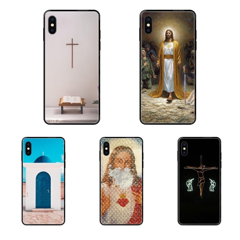 Coque de téléphone à motif de croix, motif Bible, Christ, chrétien, dessin animé, noir, en TPU, pour Galaxy A10S A20 A20S A20E A21S