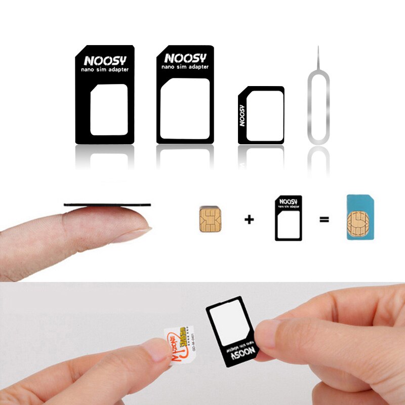 Adaptateur de carte Micro Nano SIM 4 en 1, Kit de connecteurs pour iPhone 6 7 plus 5s Huawei P8 lite P9 Xiaomi Note 4 Pro 3S Mi5
