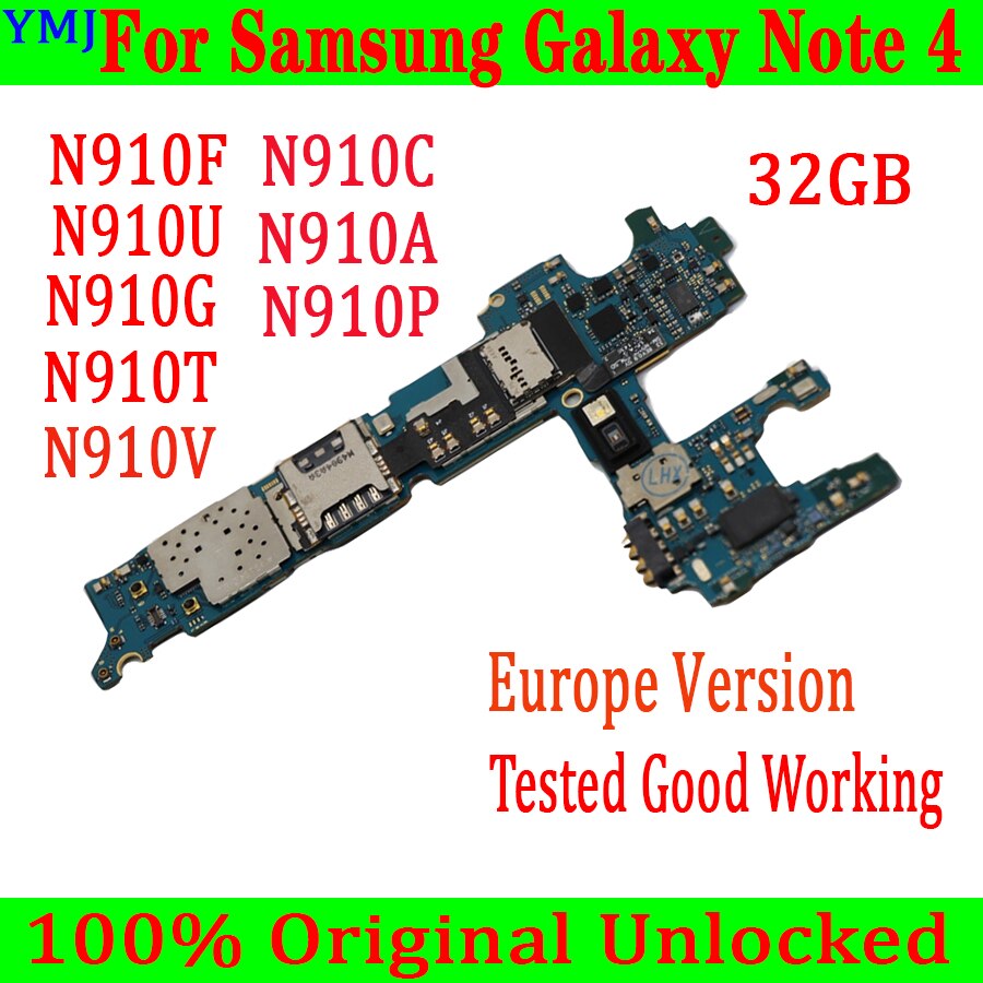 Carte mère pour Samsung galaxy note 4 N910A N910U, version officielle, avec puces complètes et système Android, version ue testée