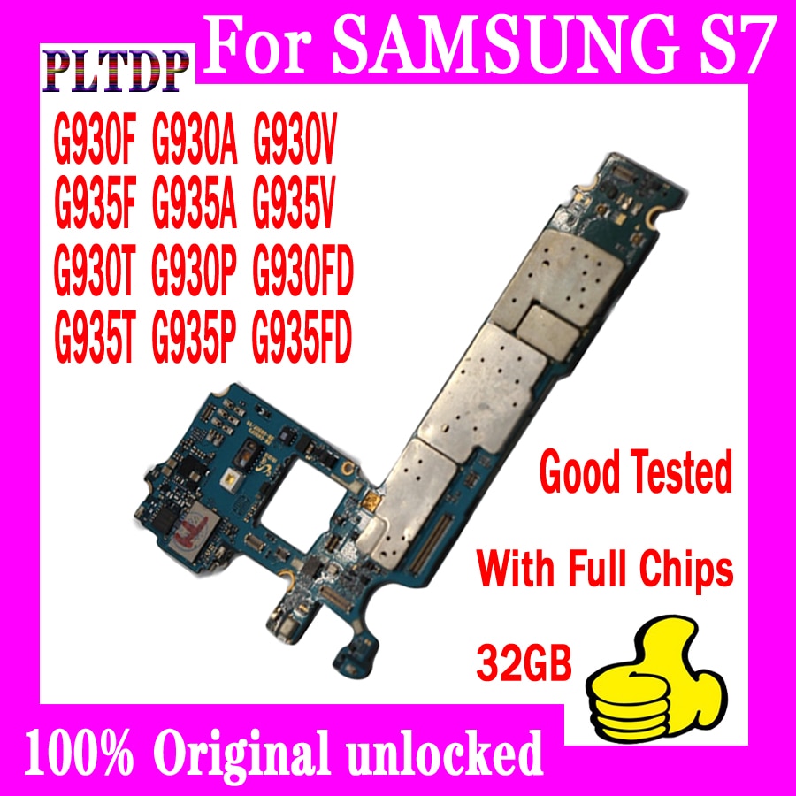 Carte mère 32 go/100% originale débloquée pour Samsung Galaxy S7/G935F/G935FD/G930F/G930FD/g930 v, circuit imprimé principal