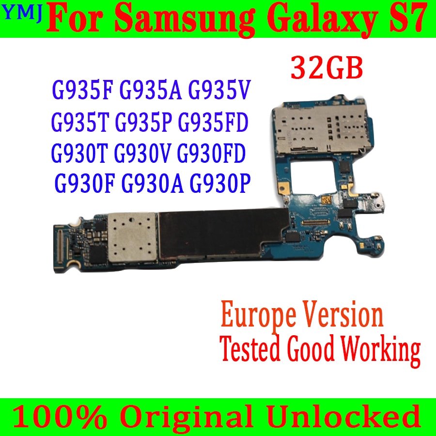 Carte mère 32 go pour Samsung Galaxy S7 edge, 100% originale, version officielle, G935F G930F G930FD G935FD g930 v, avec puces complètes, test