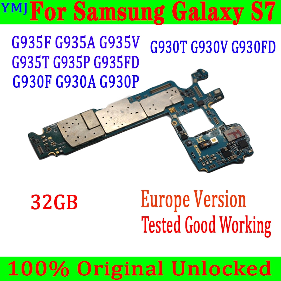 Carte mère 32 go originale débloquée avec système IOS, avec puces complètes, pour Samsung Galaxy S7 G930F G930FD g930 v G935F G935FD