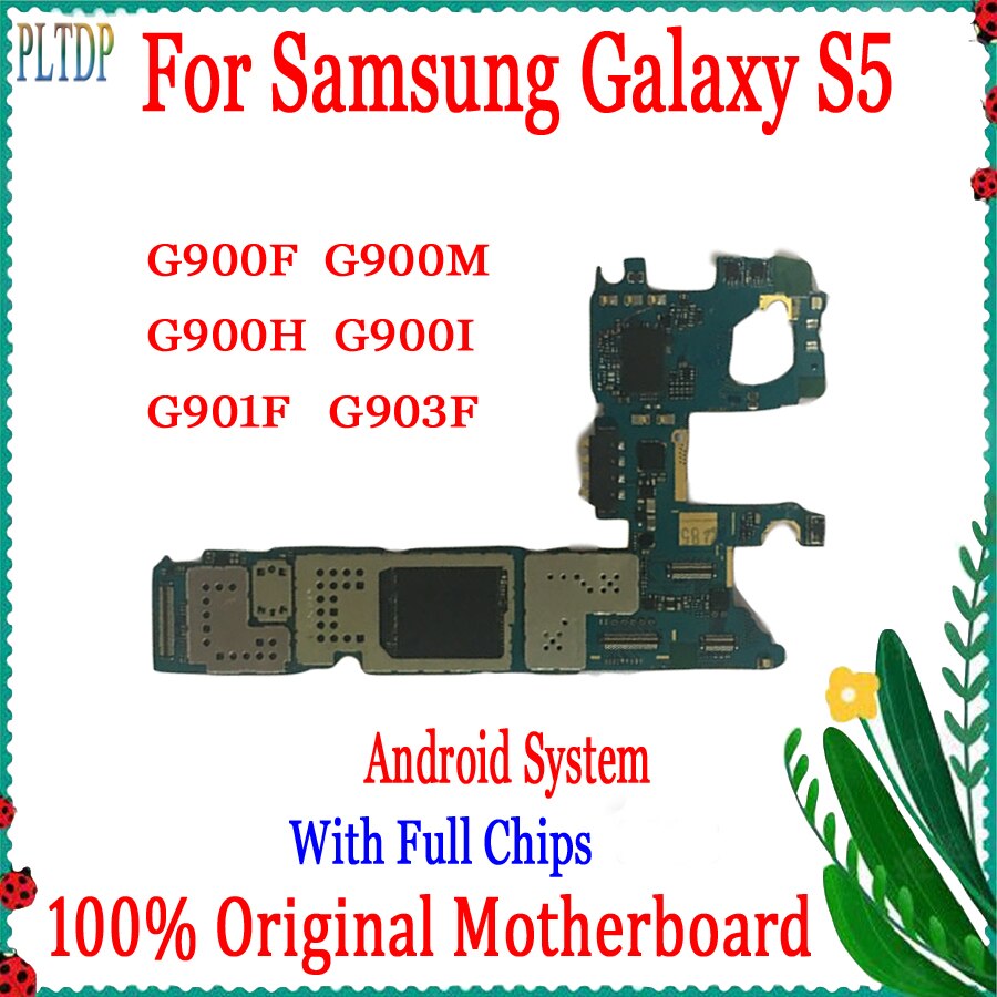 Carte mère 100% originale débloquée en usine avec puces complètes, pour Samsung Galaxy S5 G900F G900H G900I