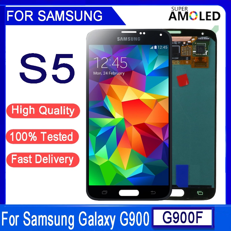 Ensemble écran tactile LCD AMOLED de remplacement, 5.1 pouces, pour samsung Galaxy S5 G900 G900F G900H G900M, Original