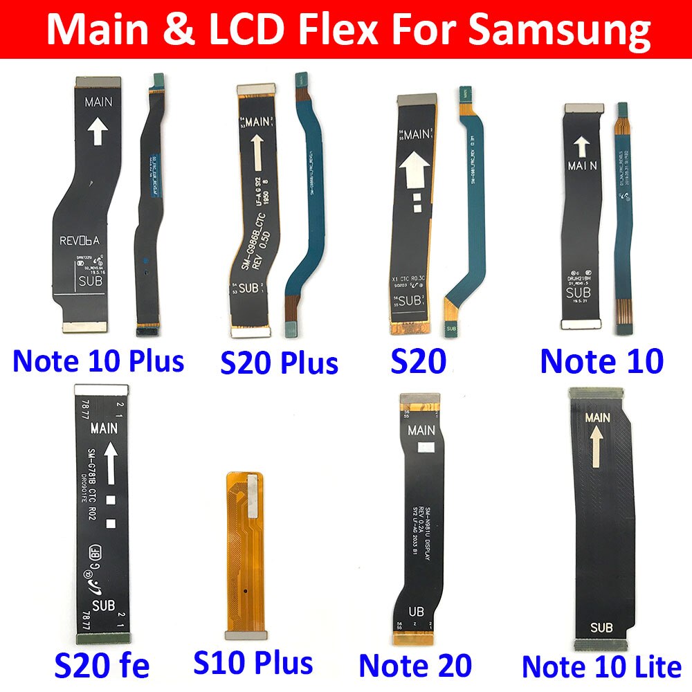 Carte mère LCD avec câble flexible, pour Samsung Note 10 Lite Note 20 S10 Plus S20 Fe S21 S21 Plus S21 Ultra