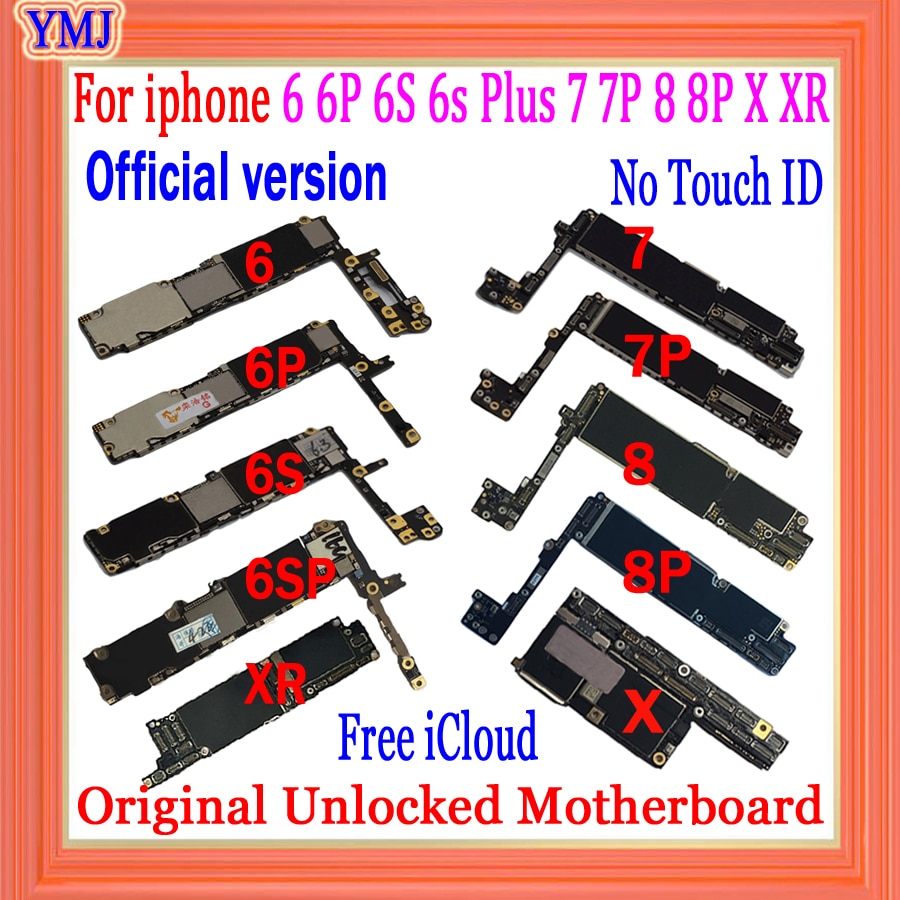 Carte mère 100% originale débloquée pour iphone 6, 6Plus, 6S, 7, 7 Plus, 8, 8 Plus, X, xr, sans Touch ID/Face ID