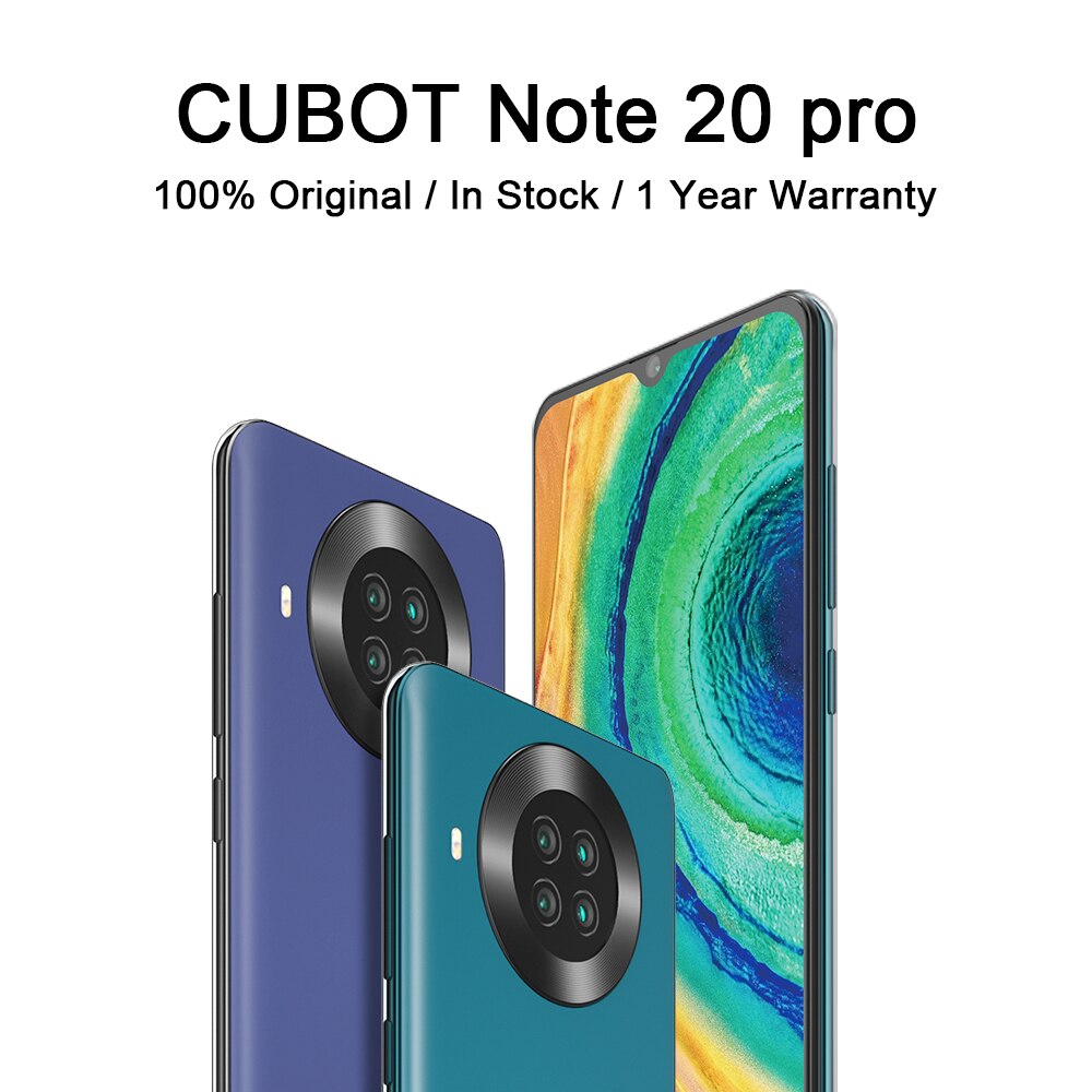CUBOT  Note 20 Pro Smartphone 6 go + 128 go, NFC, écran hd de 6.5 pouces, caméra Quad 20mp, 4200mAh, 4G, double SIM, Android 10