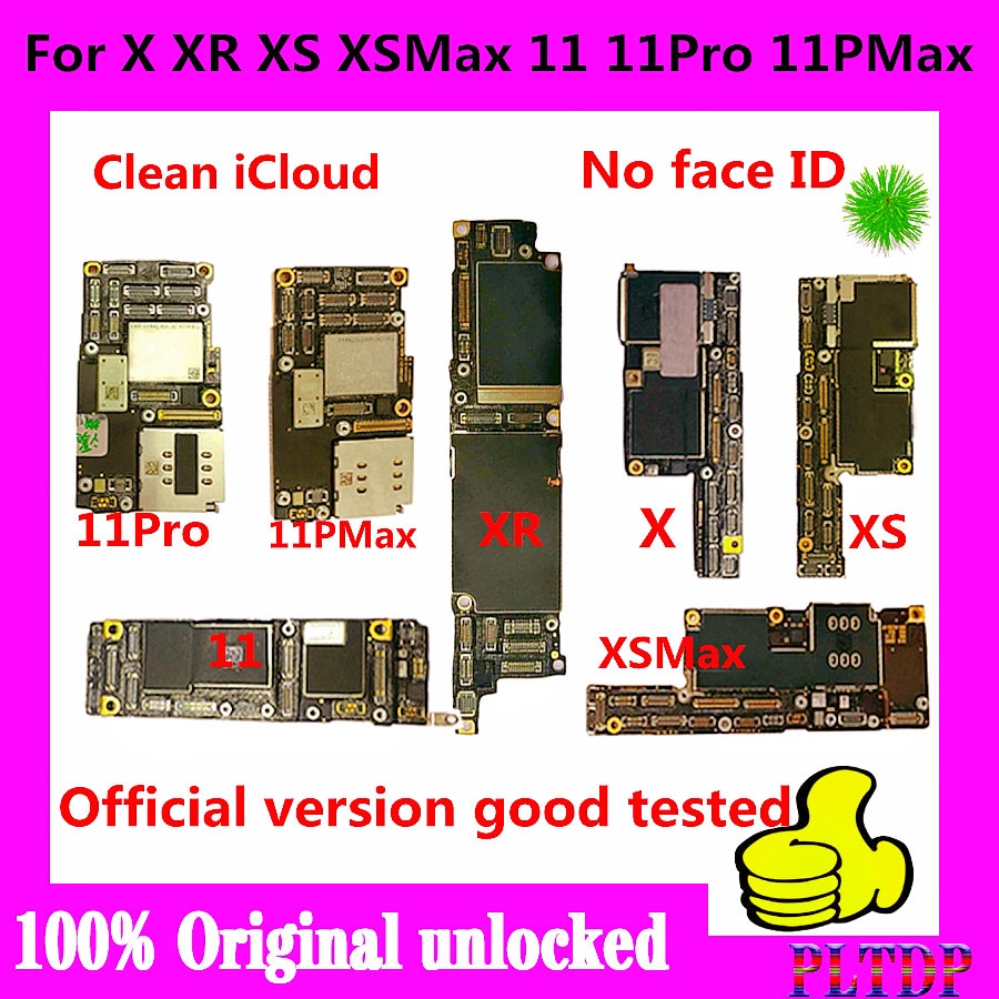 Carte mère originale débloquée pour iPhone X, XR, XS MAX, 11 Pro Max, sans face ID, circuit imprimé complet avec prise en charge des mises à jour IOS, 100% testé