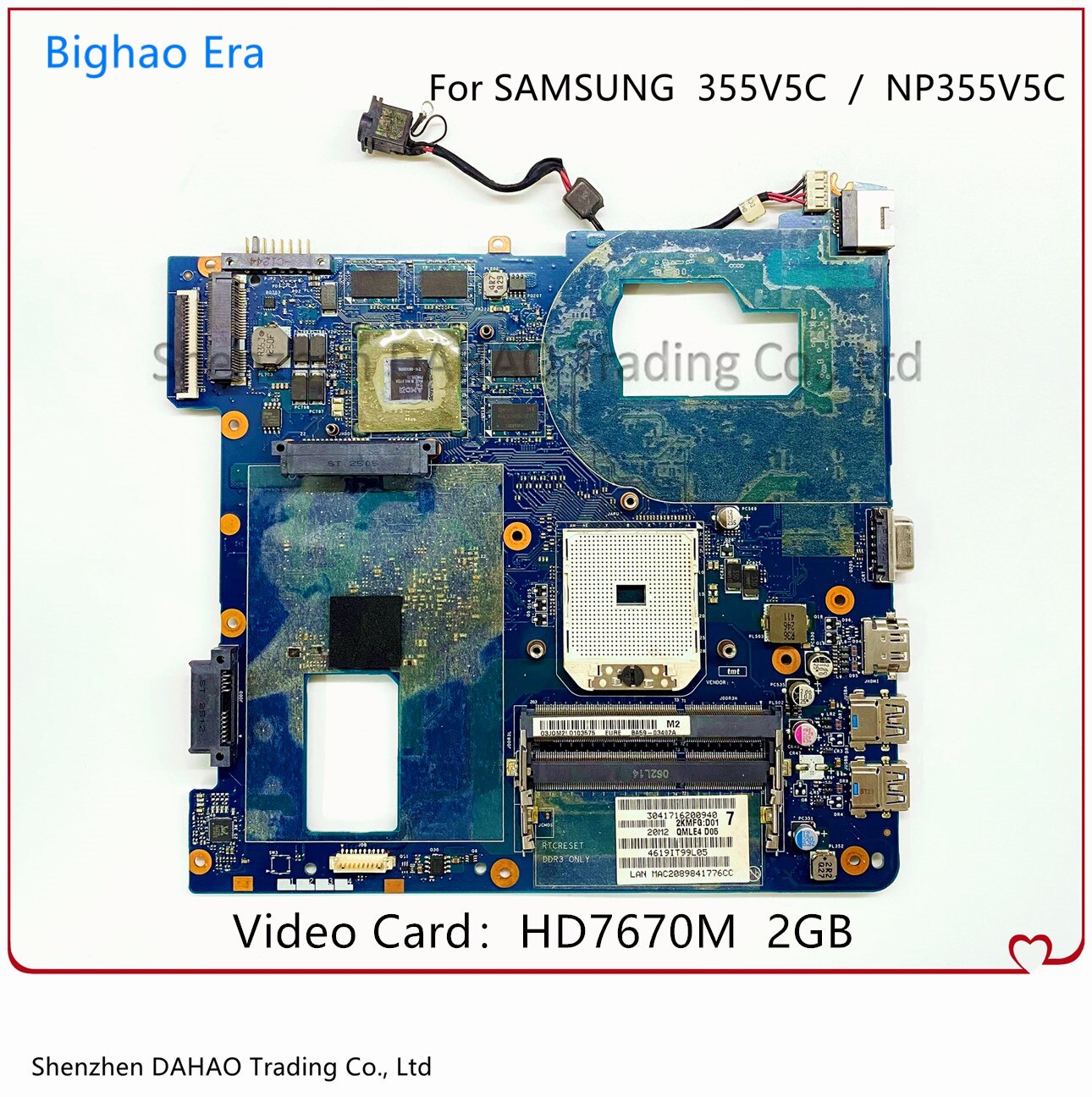 QMLE4  carte mère pour SAMSUNG 355V5C LA-8863P, pour ordinateur portable avec processeur HD7670M 2G-GPU 100% entièrement testé BA59-03568A BA59-03402A