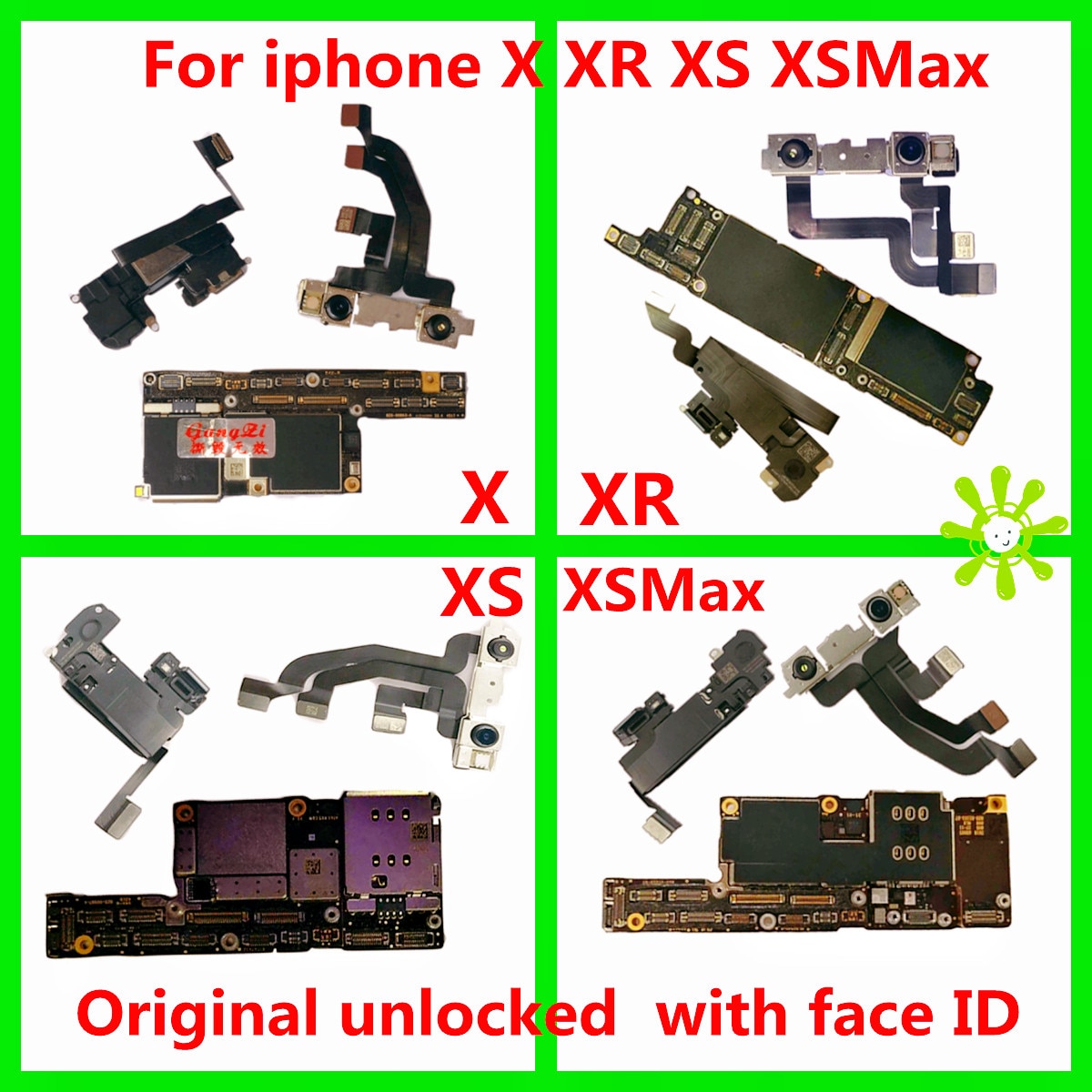 Carte mère 64 go/128 go/256 go 100% originale débloquée pour iPhone X, XR, XS Max, avec/sans Face ID, circuit imprimé avec ios et prise en charge des mises à jour