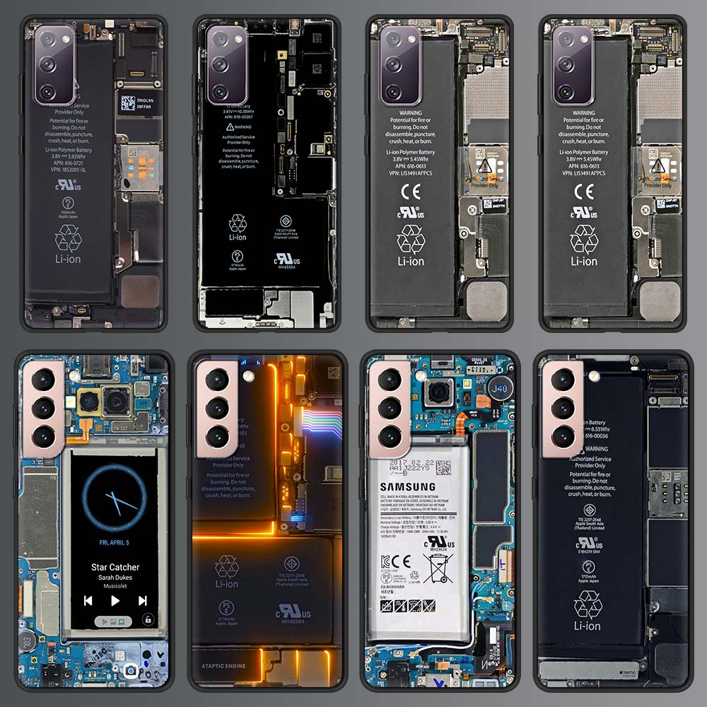 Coque en Silicone souple pour Samsung Galaxy S21 Ultra, étui noir en TPU pour carte mère, S20 FE, S10, S9 Plus, S10E, S8
