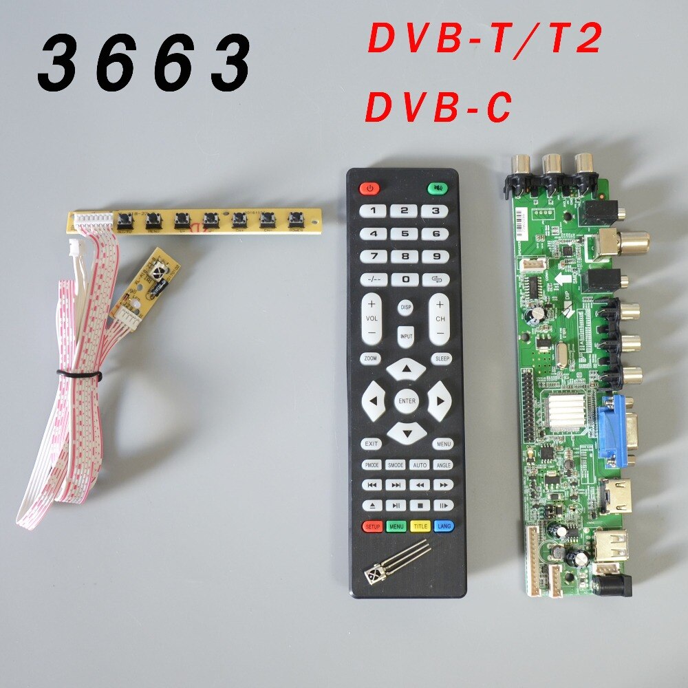 Carte de pilote LCD universel DS. V56 V59, Support de carte TV + interrupteur à 7 touches + IR 3663