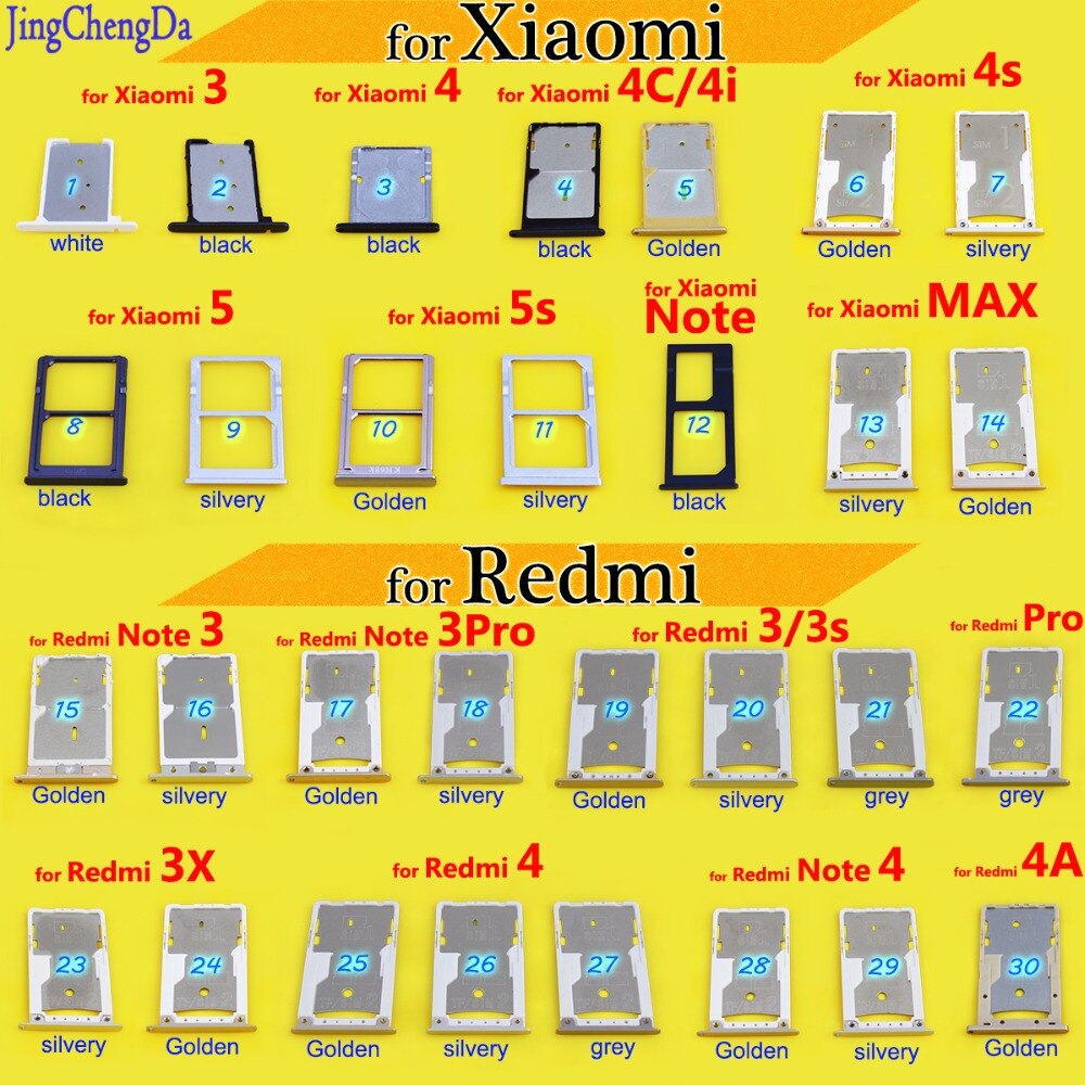 JCD  adaptateur de remplacement pour support de carte SIM, pour Xiaomi 5/5s Note, pour Redmi Note 4, pour Redmi Pro 3 3s 3X 4 4A, nouveau