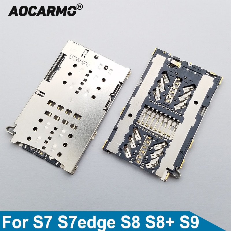 Aocarmo  lecteur de carte SIM avec connecteur intégré, pour Samsung Galaxy S7 Edge S8 + S9 G9350 G9300 G9500 G9550 G9600 Plus Edge