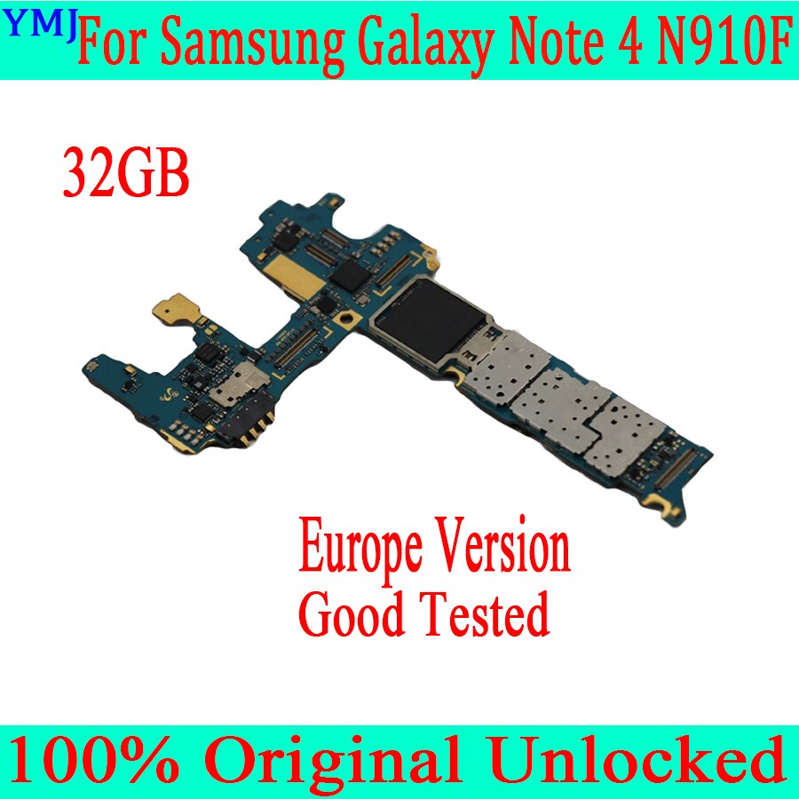 Carte mère 32 go 100% originale débloquée pour Samsung Galaxy Note 4 N910F, circuit imprimé principal