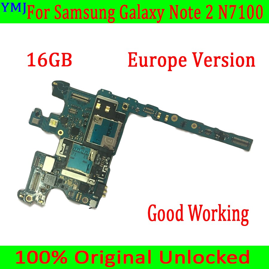 Carte mère avec puces complètes, 100% Original débloqué 16 GB, pour Samsung Galaxy Note 2 N7100, livraison gratuite,