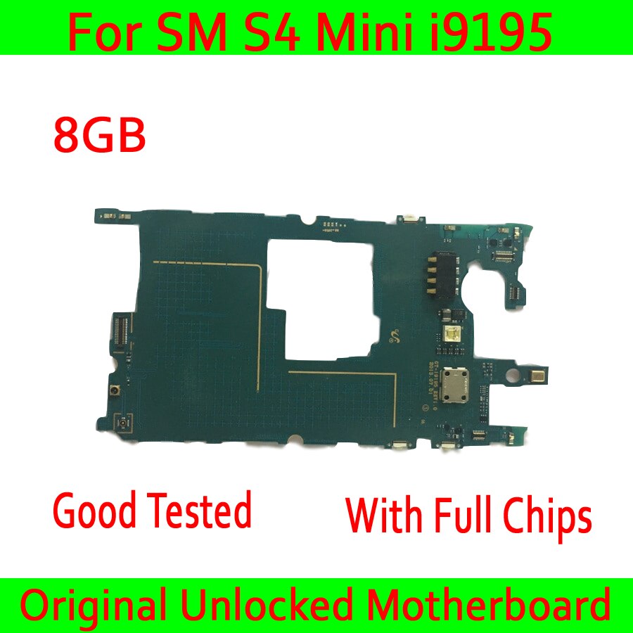 Carte mère 8 go originale débloquée pour Samsung Galaxy S4 mini i9195, circuit imprimé 100% testé, Version européenne