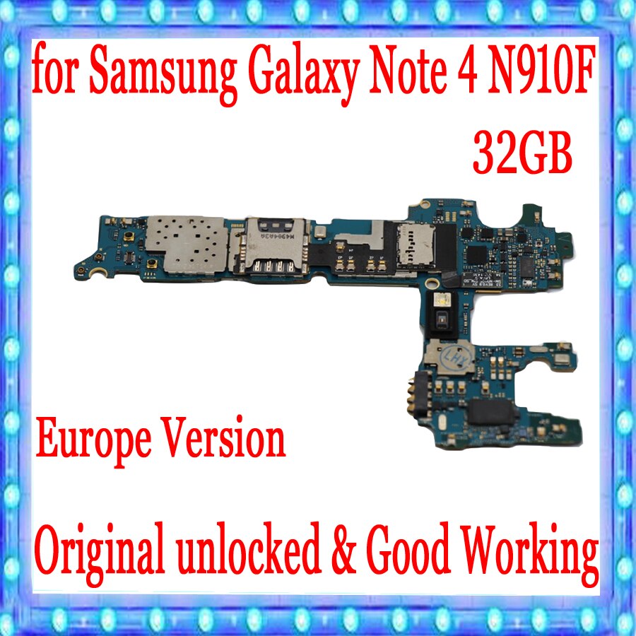Carte mère 32 go originale débloquée pour Samsung Note 4, avec puces IMEI 100%, fonctionnelle, Version européenne