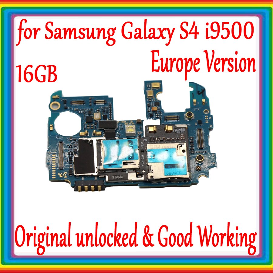 Carte mère 16 go originale débloquée pour Samsung Galaxy S4 i9500, circuit imprimé principal avec puces, système d'exploitation