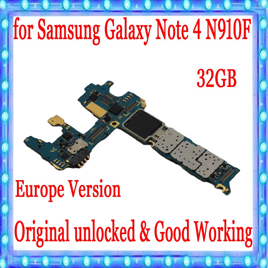 Carte mère originale débloquée pour Samsung Galaxy Note 4 N910F, avec puces complètes, Version EU
