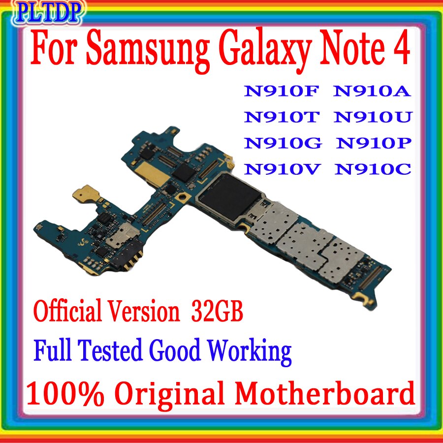 Carte mère originale 100% originale débloquée en usine pour Samsung Galaxy Note 4, N910U, N910A, circuit imprimé complet avec puces, testée