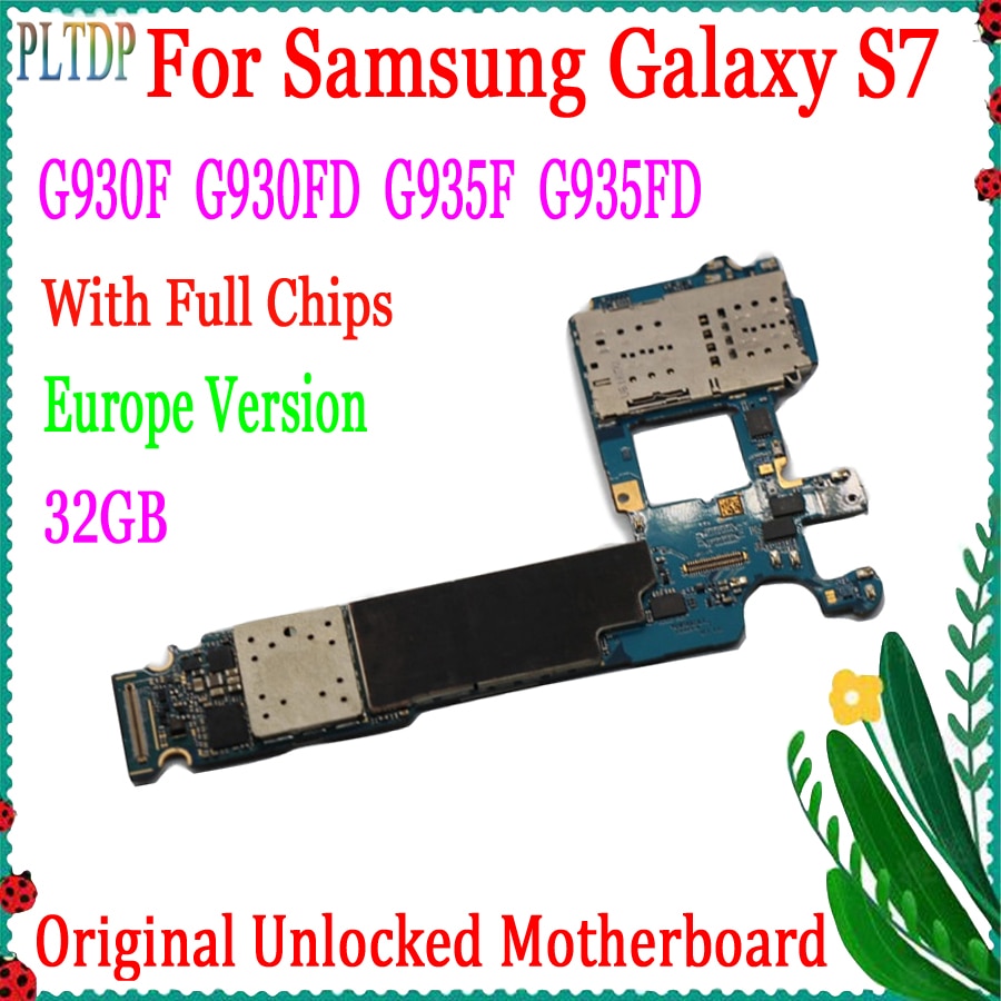 Carte mère 32 go 100% originale débloquée pour Samsung Galaxy S7 Edge, avec Logic board, puces, Version EU, G930F/G930FD/G935F/G935FD