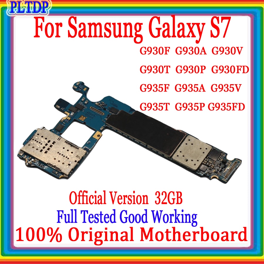 Carte mère 100% originale débloquée pour Samsung Galaxy S7, G930F, G930V, G930FD, G935F, carte mère 32 originale, Version européenne