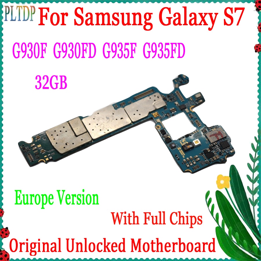 Carte mère 32 go 100% originale débloquée pour Samsung Galaxy S7 edge (G930F/G930FD/G935F/G935FD), circuit imprimé principal avec puces complètes, Version européenne