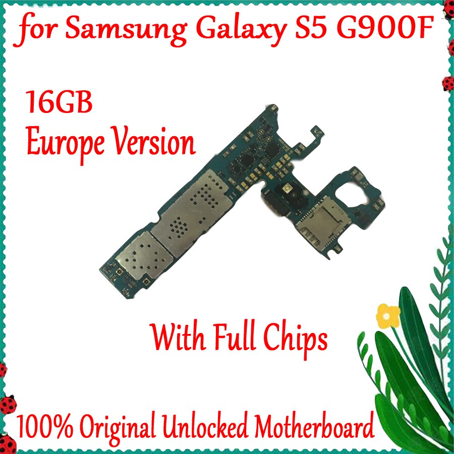 Carte mère 16 go originale débloquée pour Samsung Galaxy S5 G900F, avec système Android, Logic board, Version EU