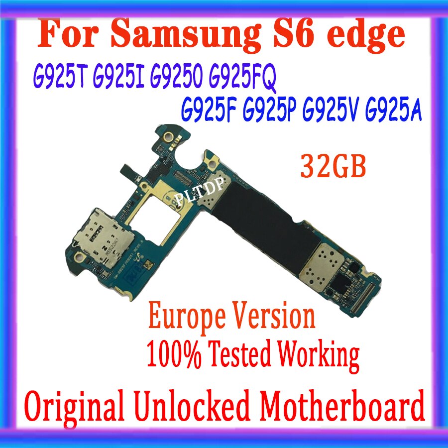 Carte mère originale débloquée pour Samsung Galaxy S6 edge, avec système, pour modèles G925F, G925I, Version européenne