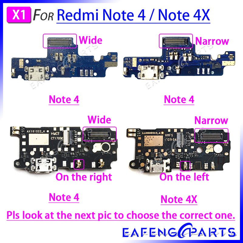 Pièces de rechange pour carte PCB Xiaomi Redmi Note 4X 4, Port de chargement USB, connecteur de station de chargement de câble flexible