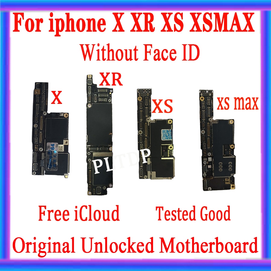 Original pour iPhone X XS XR XS MAX carte mère sans identification faciale, gratuit iCloud pour iPhone XR carte mère avec puces carte mère
