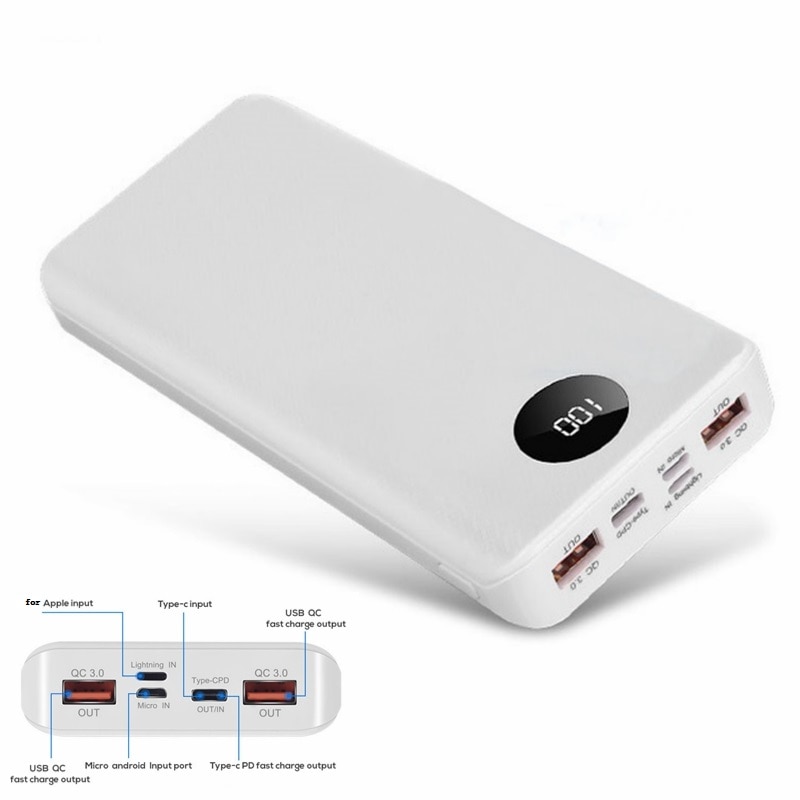 Boîtier de chargeur de batterie pour téléphone, USB 3.0 QC, charge rapide, écran LED digital lumière 8x 18650, pour Xiaomi