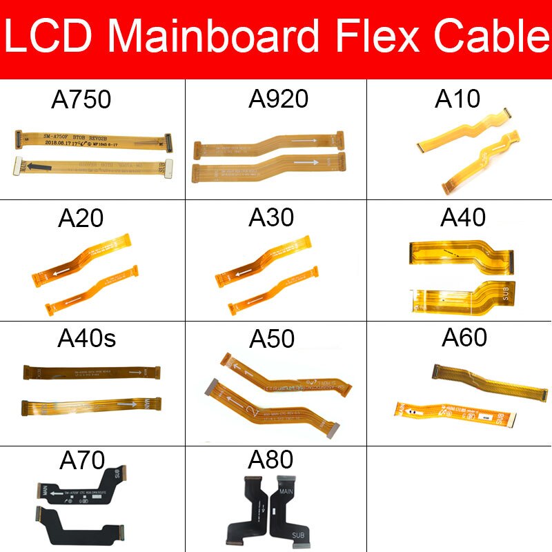 Câble flexible de carte principale pour Samsung Galaxy A10 A20 A30 A40 A50 A60 A70 A40S A920 A750 pièces de ruban de câble flexible de carte mère LCD