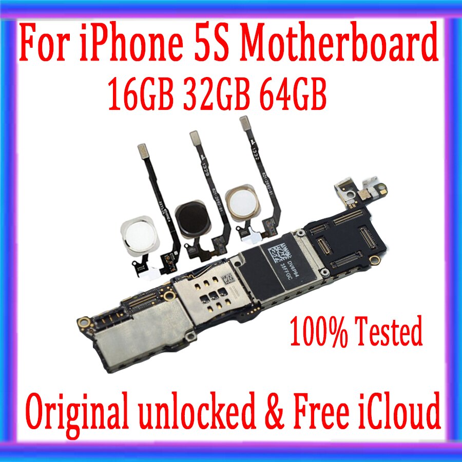 Carte mère 16 go/32 go/64 go 100% originale débloquée en usine pour iPhone 5s avec/sans Touch ID, circuit imprimé principal entièrement démontable