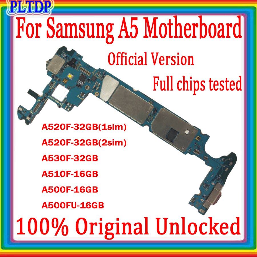 Carte mère originale débloquée pour Samsung A510F A520F A530F A500F A500FU, testée, circuit imprimé complet avec puces, livraison gratuite