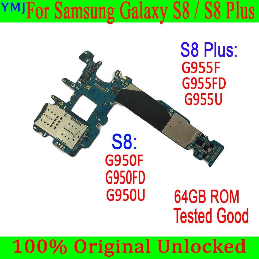 Pour Samsung Galaxy S8 Plus G955F G955FD G955U S8 G950FD G950F G950U carte mère déverrouillée d'origine 64GB, avec système Android