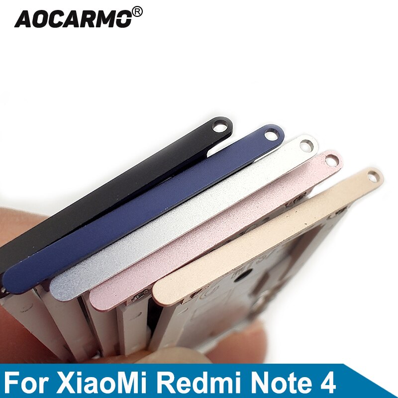 Aocarmo  plateau de carte Sim MicroSD SD, support de fente, pièce de rechange pour XiaoMi Redmi Note 4