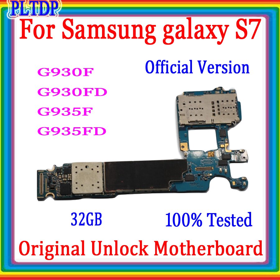 Carte mère 100% originale pour Samsung Galaxy S7 Edge, 32 go, G935F, G935FD, G930F, carte Sim simple et double, puces logiques