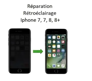 REPARATION CARTE MERE IPHONE 7, 7+, 8, 8+. rétroéclairage (lumière / affichage)